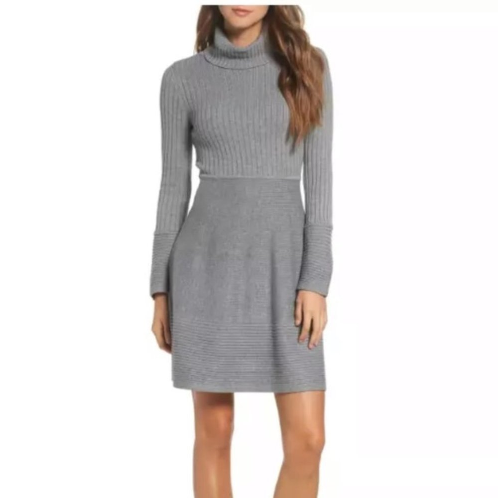 Eliza J Grey Turtleneck Sweater Dress
